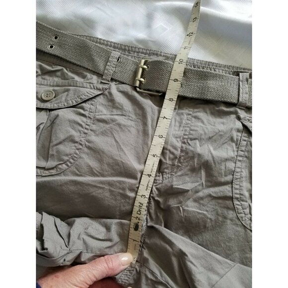 Bongo Shorts Khaki Gray Cuffed Hem Button Pockets Webbed Belt Junior Size 15 - Picture 9 of 11